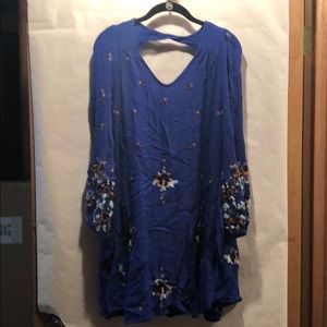 Free people blue dress with embroidery
